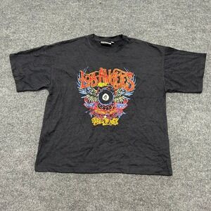 Daisy Street T-Shirt Womens Size M Charcoal Grey Los Angeles 8 Ball Graphic Boxy